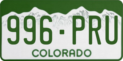 CO license plate 996PRU
