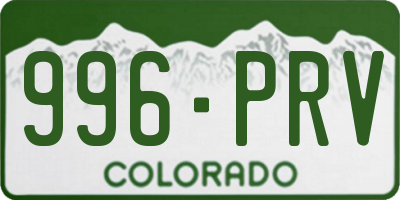 CO license plate 996PRV