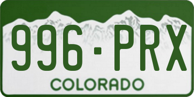 CO license plate 996PRX