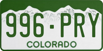CO license plate 996PRY