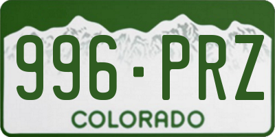 CO license plate 996PRZ