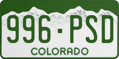 CO license plate 996PSD