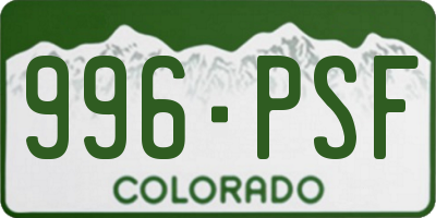 CO license plate 996PSF