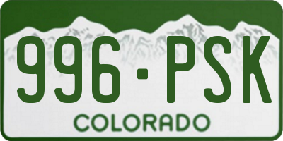 CO license plate 996PSK
