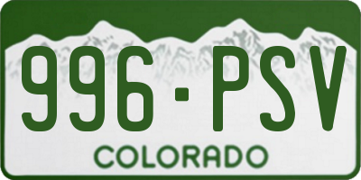 CO license plate 996PSV