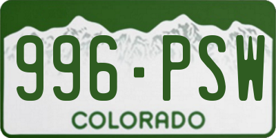CO license plate 996PSW