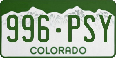 CO license plate 996PSY