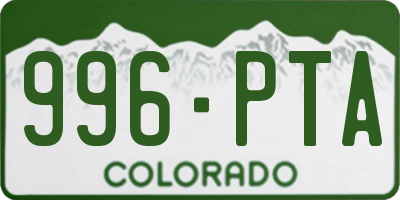 CO license plate 996PTA