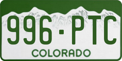 CO license plate 996PTC