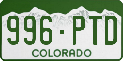 CO license plate 996PTD