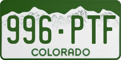 CO license plate 996PTF