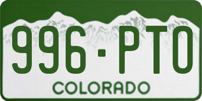 CO license plate 996PTO