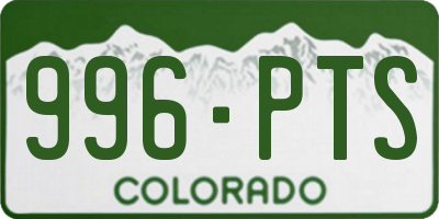 CO license plate 996PTS