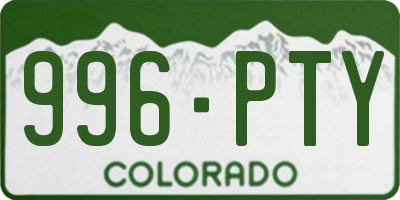 CO license plate 996PTY