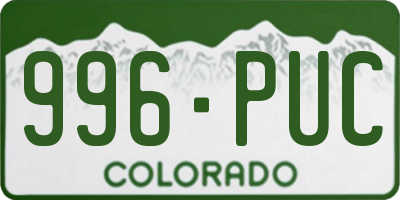 CO license plate 996PUC