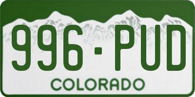 CO license plate 996PUD