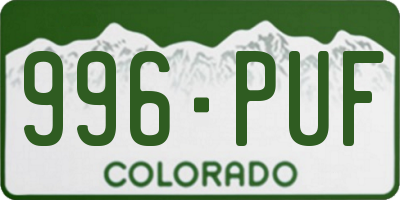 CO license plate 996PUF