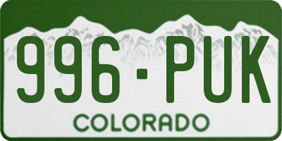 CO license plate 996PUK