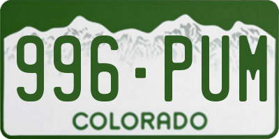 CO license plate 996PUM
