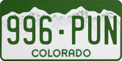 CO license plate 996PUN