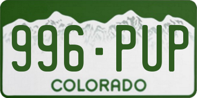 CO license plate 996PUP