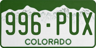 CO license plate 996PUX