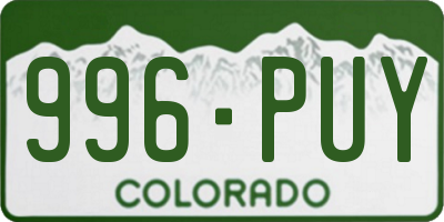 CO license plate 996PUY