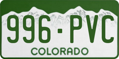 CO license plate 996PVC