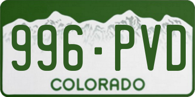 CO license plate 996PVD