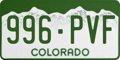 CO license plate 996PVF
