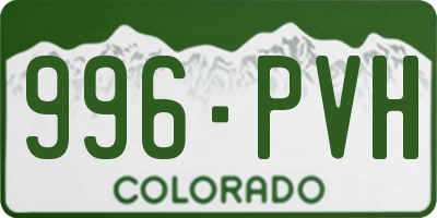 CO license plate 996PVH