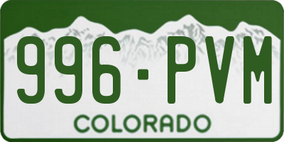 CO license plate 996PVM