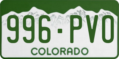 CO license plate 996PVO