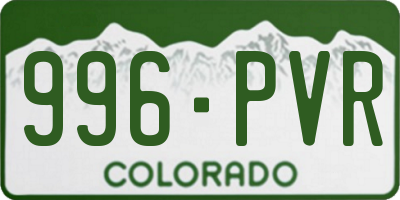 CO license plate 996PVR