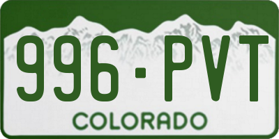 CO license plate 996PVT