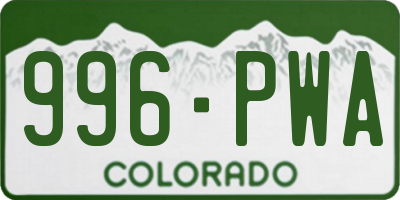 CO license plate 996PWA