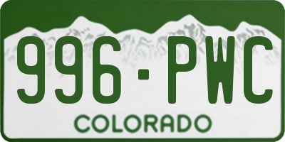 CO license plate 996PWC