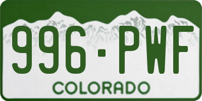 CO license plate 996PWF