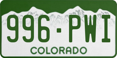 CO license plate 996PWI