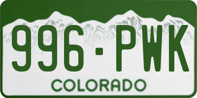 CO license plate 996PWK