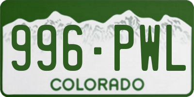 CO license plate 996PWL