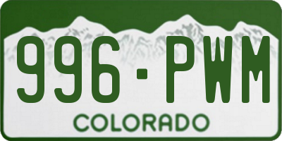 CO license plate 996PWM