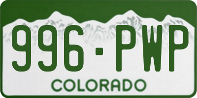 CO license plate 996PWP