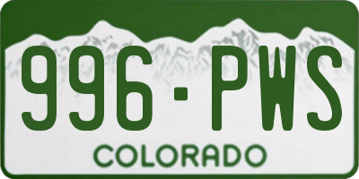 CO license plate 996PWS
