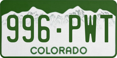 CO license plate 996PWT