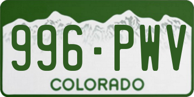 CO license plate 996PWV