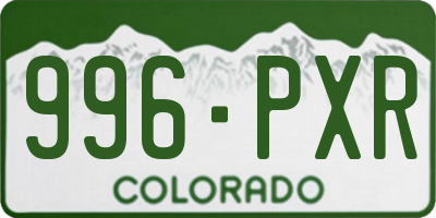 CO license plate 996PXR
