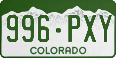 CO license plate 996PXY