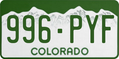 CO license plate 996PYF