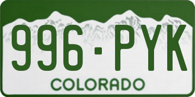 CO license plate 996PYK